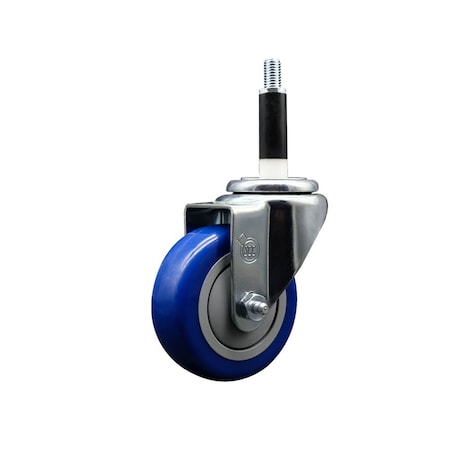 Service Caster 3.5'' Blue Poly Wheel Swivel 7/8'' Expanding Stem Caster SCC-EX20S3514-PPUB-BLUE-78